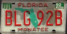 Vintage 1992 Florida License Plate 1991 Crafting Birthday Man Cave picture