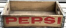 PEPSI COLA Wooden Soda Pop Crate Carrier Wood Box Case Rustic Farmhouse picture