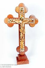 Most Beautiful Large Olive Wood / Mahogany Wood & Mother of Pearl Crucifix picture