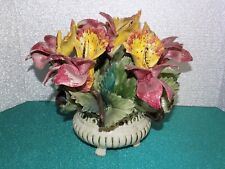 Vintage Capodimonte Italian Flower Arrangement Centerpiece in Pot Basket picture