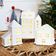 Creative Ceramic Village House LED Lighted Winter White Houses Decor picture