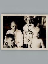 Antique 1940's Kids With Dad - Black & White Photography Photo picture