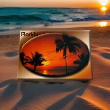 Vintage FL-Florida Tropical Beach Sun Set / Sun Rise Palm Trees SCN-011 Postcard picture