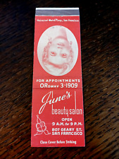 Vintage Matchbook: June's Beauty Salon, San Francisco, CA picture