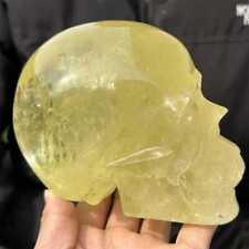 3.24lb Natural Citrine Smokey Quartz Hand Carved Skull Crystal Reiki Healing Gem picture