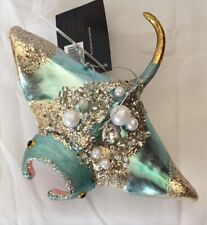 Robert Stanley Blue Manta Ray Blown Glass Christmas Tree Ornament Sea Ocean picture