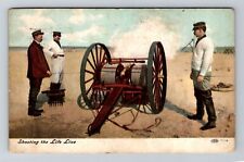 Shooting The Life Line, People, Vintage c1910 Postcard picture