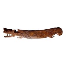 Intricate Carved Vintage Dragon Boat w Fish Design Rare African Decor 28