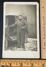 WWI Real Photo Postcard Pilot Airman Summit Aviation Flight Suit ID'D Frank Day picture