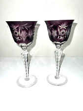 Nachtmann Traube Amethyst Cut to Clear Chrystal Port Wine Glasses 7.5” Set Of 2 picture