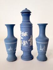 Vintage Greek Pattern Wedgwood Jasperware Style Vases & Lidded Avon Bottle picture