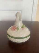 Vintage Avon Bunny Luv Hand Painted Ceramic Trinket Box - 1982 picture