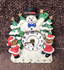 CHRISTMAS VINTAGE CLOCK SNOWMAN QUARTZ BATTERY POWER HOME DECOR December Holiday picture