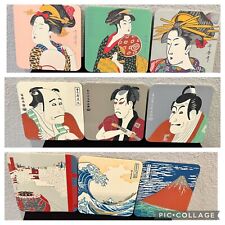Vintage 10 Pieces Japanese Fine Art UKIYOE Cardboard Coasters Crafting Cards picture