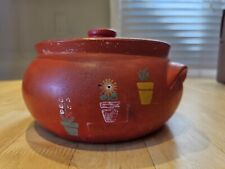 Vintage Hand-Painted Ransburg Pottery Model 528 Munch Jar -- Flower Pots on Red picture