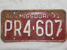 1971 August Missouri PR4-607 License Plate Truck Car Tag Sign Automobile picture