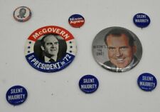 Lot Of 8 Vintage Political Campaign Buttons Nixon McGovern Agnew Silent Majority picture