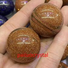 1pc Red Gold sand Ball Quartz Crystal Sphere Reiki Healing 30mm picture