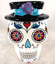 Sugar Skull Day of the Dead Cookie Jar Dia De Los Muertos Kitchen Canister picture