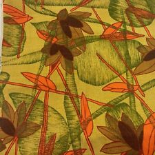 3 yds Vintage 100% Linen Preshrunk Fabric MCM Retro Mod 60s Large Leaves Flowers picture