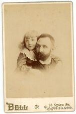 Antique c1880s Cabinet Card Affectionate Daughter and Father Embracing Chicago picture