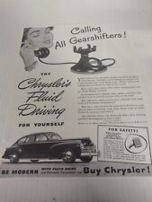Vintage Print Ad 1941 Chrysler Fluid Driving Automatic Shift With Old Phone picture