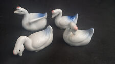 Lot of 4 Vintage Porcelain Geese - Ducks - White and Blue picture