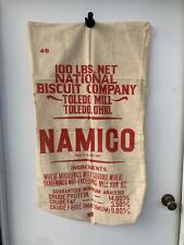 Vtg National Biscuit Company Namico 100 lbs Cloth Bag Sack Toledo  OH 22”x39” picture