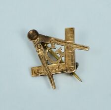 Early 19th Century 10K Masonic Gold Pin Brooch Compass Antique Vintage Mason picture