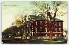 Original Old Vintage Antique Postcard High School Building Abilene Kansas 1913 picture