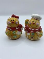 Gingerbread Man Woman Salt & Pepper Shaker Ceramic Christmas Holiday Collectible picture