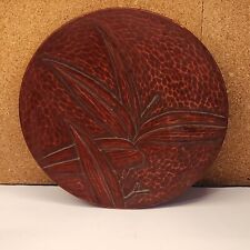 Japanese Kamakura-Bori Carved Wooden Laqured Plate Signed picture