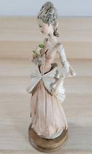 Giuseppe Capodimonte Porcelain Woman Admiring Flower Figure Statue Figurine VTG picture