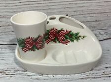 Ceramic Holiday Tumbler and Soap Dish Bath Set  Christmas Bathroom Decor  picture
