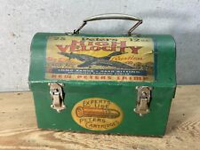 Vintage Green Metal Dome Lunchbox Peter's Shotgun stickers Used picture