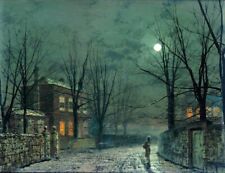 Dream-art Oil painting John-Atkinson-Grimshaw-The-Old-Hall-Under-Moonlight art picture