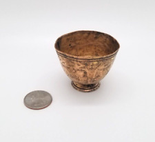 Vintage Brass Turkish Turkey Etched Floral Small Cup Bowl Ink Well Unknown Use picture
