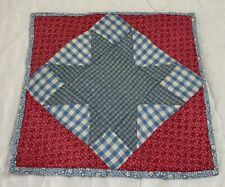 Vintage Antique Patchwork Quilt Table Topper, Star, Early Calicos, Pink, Blue picture
