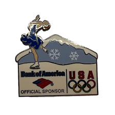 Vtg Bank of America Figure Skating Winter Olympics Enamel Lapel Pin picture