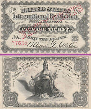 1876 INTERNATIONAL EXHIBITION AT PHILADELPHIA ADMISSION TICKET, RARITY picture