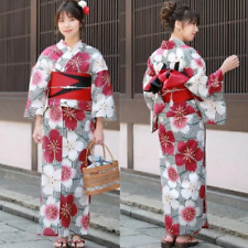 Japanese Womens' Yukata Obi Footwear 3pcs Set Nadeshiko Summer Kimono Japan New picture