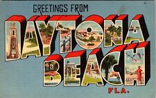 Daytona Beach FL-Florida, Greetings, LARGE LETTERs, Vintage Postcard picture