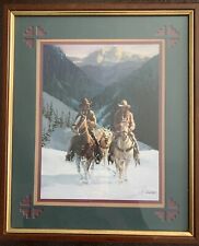 Framed Vintage Copy of Cowboy Painting 21