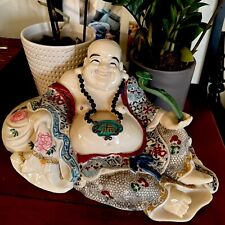 Vintage Resin/Ceramic/Stone Laughing Buddha Fabulous Detail Rich Colors picture