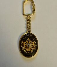 Vintage Austria Enamel Keychain Black Gold Color Rare Austria Keychain  picture