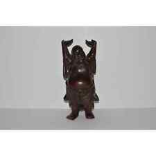 Wooden Laughing Buddha Statue, Wood Buddha Carving, Laughing Buddha Statuette picture