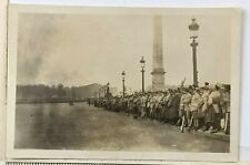 1910s WWI Era Soldiers on Sidewalk Europe Rifle Uniforms Snapshot Photo picture
