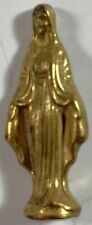 Vintage Metal Brass? Pocket Miniature Madonna Statue Shrine in Pouch 1