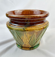 Antique Majolica Pottery Planter Art Nouveau Art Deco New Leaf Plant Vessel Pot picture