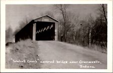 Postcard Greencastle Indiana Walnut Creek Covered Bridge RPPC Vintage Unposted picture